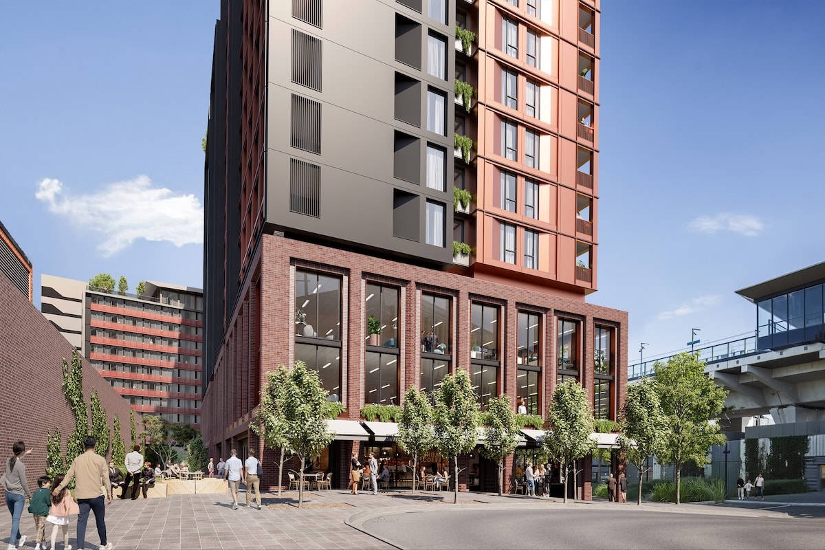 The ground-floor precinct is designed to connect the development with the wider community.