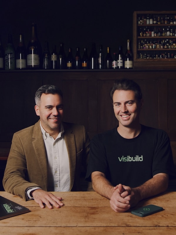 Visibuild co-founder and CEO Damien Quinn (left) and co-founder and director Ryan Treweek.