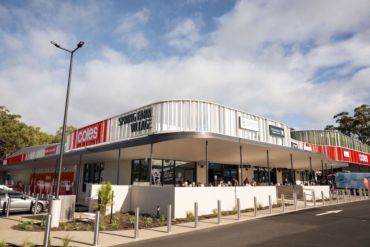 A latest-generation Coles anchors Spring Farm Village alongside 18 specialty shops and services.