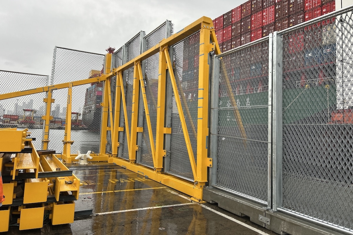 The snapback protection shield helps protect workers from mooring line risks.