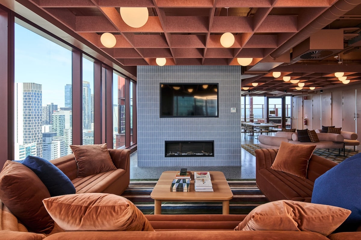 Shared resident amenities include study, recreation and social spaces.